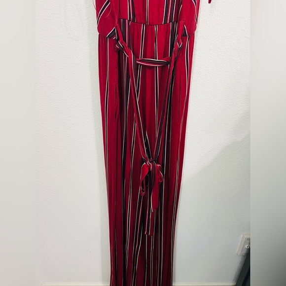 Allison Joy Jumpsuit Romper Burgundy Stripped Size Large - Picture 5 of 7